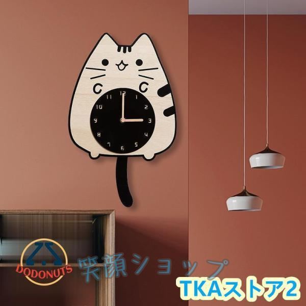 掛け時計 オシャレ デジタル 壁掛け時計 おしゃれ 北欧 静音 猫 木目調 hdスウェング 連続秒針 木製 見やすい かわいい ギフト 壁飾り 子供部屋